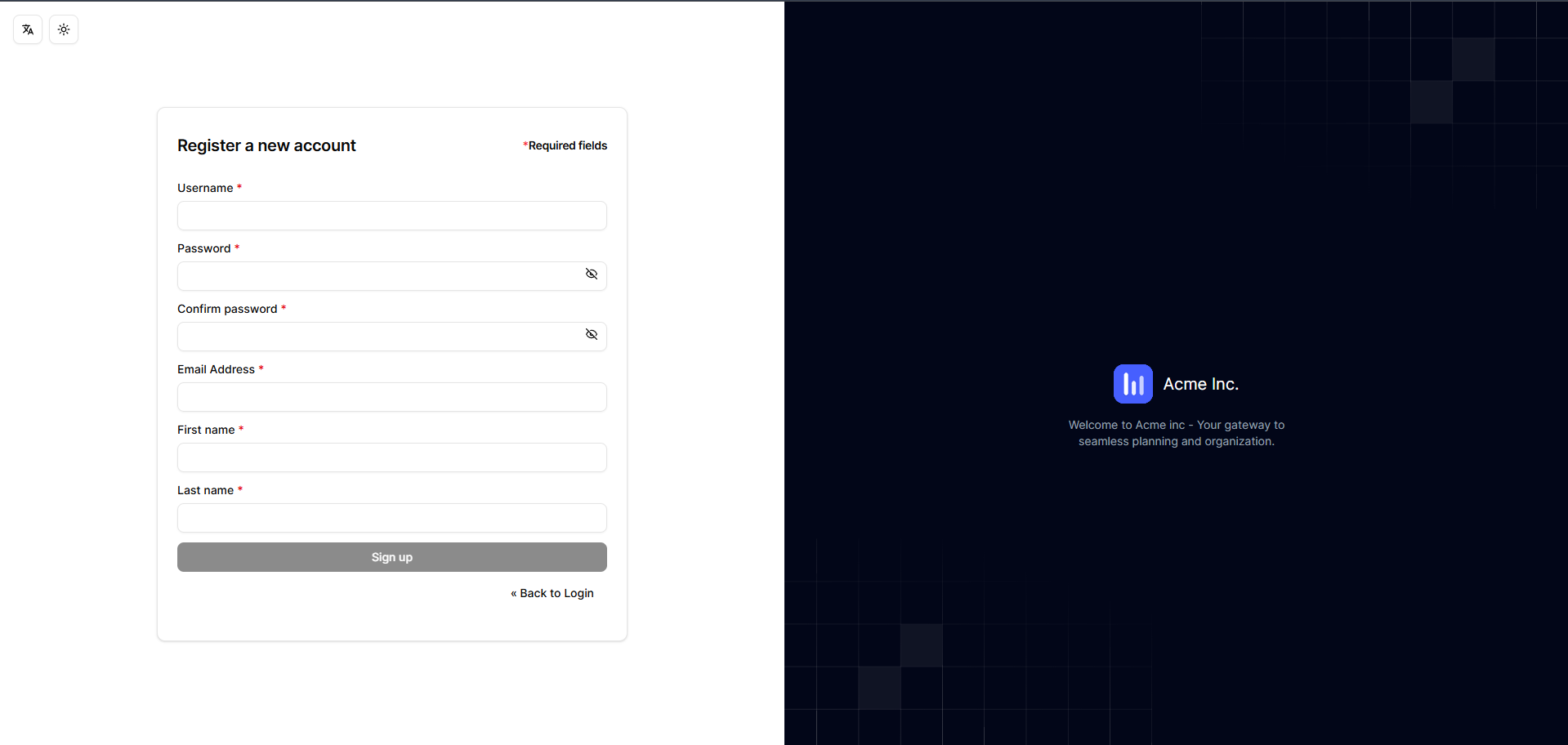 Modern Keycloak Register Screen